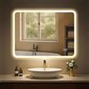 CLP Specchio da bagno Jericho con illuminazione, specchio da bagno antiappannamento, specchio da parete con luce LED, dimmerabile, Dimensione:60x80 cm