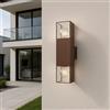 TEKHOME Applique da Esterno IP44 con Attacco E27, Lampada da Parete in Alluminio e Acrilico, 2xE27 12W, Design Moderno Doppia Luce Su e Giù, per Facciata, Giardino e Balcone - Colore Ruggine