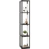 COSTWAY Lampada da Terra con Mensola, Lampadine LED Dimmerabili a 3 Livelli e Poli LED Ruotabili, Piantana Lampada da Terra per Soggiorno, Studio e Camera da Letto (Nero)