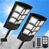 Peviasot Lampione solare a LED 300W, lampade solari per esterni, lampione solare 6500K con sensore di movimento, lampada da esterno per illuminazione stradale, 2 pezzi