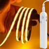 XUNATA Strisce LED COB Sensore Movimento - PIR 5V Batteria o USB, Autoadesivo per Armadi Scale (Giallo, 2m)