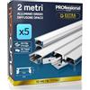 Eurocali 5x Profili da 2 metri (10mt) per Strisce LED in Alluminio grigio Schermatura Opaca ingombro max striscia led 12.4mm - 17.4 x 7