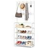 cecaro group Appendiabiti Ingresso con Scarpiera a 4 Ripiani, 16 Ganci Portaoggetti, per Ingresso Soggiorno Camera da Letto Bagno, Bianco e Nero 152x80x25 cm (Bianco)
