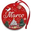 Corredino Neonato Pallina di Natale Personalizzata con Nome, Decorazione Natalizia 100% Italiana, Rosso, 8 cm (Rosso,Marco)