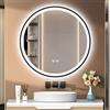 PESENXAN Specchio da 60 cm, nero con illuminazione, dimmerabile, 3 colori, funzione di memoria, IP44, impermeabile, specchio da bagno nero con luce LED, cornice in alluminio per bagno