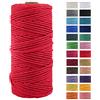 JeogYong Corda di Cotone Naturale Macrame, 4 Fili di Spesso Filato Corda di Macrame per Arazzi, Appendini per Piante, Artigianato Fai da Te, Decorazioni, Confezioni Regalo 3mm x 100m (Rojo)