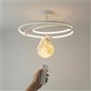 MAKA change your life quality MAKA Lampadario LED Cameretta Bambini 60W Dimmerabile con Telecomando, Orsacchiotto sulla Luna, Luce Calda Naturale Fredda 3000K-4200K-6400K, Bianco, Plafoniera 15 cm, Ø 50 cm (60 Watt)