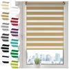 Sonello Tenda a rullo doppio strato Giorno e Notte a senza foratura 100cm x 130cm beige, facile Fissaggio a Clip Senza Viti, Tenda a rullo Zebra per Finestra o Porta, protezione solare