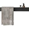 DABSTORY Mensola da bagno e porta asciugamani a sinistra, in acciaio inox, 60 cm, colore: nero