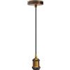 LEDSone Lampada a sospensione industriale vintage regolabile con attacco E27, cavo da soffitto da 10 cm, struttura in metallo per cucina, soggiorno, bar 1 m - ottone giallo senza lampadina
