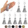 Fenghuangwu - Set di 8 eleganti nappe in poliestere, colorate, nappe per chiavi, accessori per fai da te, colore: argento