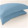 Corredocasa Coppia Federe Percalle 100% Puro Cotone per Cuscino Letto, Morbidezza Effetto Seta con Qualità Superiore, Made in Italy, Copricuscino Letto Chiusura a 3 volani (Celeste)