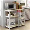 DlandHome Scaffale Cucina Salvaspazio, Supporto per Microonde e Forno, Mensola Cucina per Mettere Piatti e Ciotole, 6 Portaspezie con 1 Cestello in Ferro + 3 Gancio, Acero