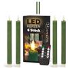 Novaliv Candele a LED con timer, verde, 6 pezzi, per interni, 6 ore, vera cera 23 cm, altezza per candele, diametro 2,2 cm, 2 batterie AAA necessarie, candele LED, set da 2 pezzi, verde (due volte), fiamma