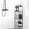 KJHWYXD Mensola Doccia Angolare, Porta Shampoo Doccia Senza Forare, Portaoggetti Doccia Da Terra Con Ganci, Triangolo Organizer Bagno, Per Bagno Cucina (Nero)(Size:3 Tier,Color:Nero)