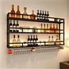 WXZXWXZX Portabottiglie Porta Bottiglie di Vino da Parete con Portabicchieri Cantinetta Vino con Luce Scaffale da Parete Mensole Cucina Angolo Bar per Casa Mobile Bar per Cucina Sala da Pranzo Bar(Black,3LAYER