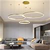 FUMIMID Lampadario Sospensione LED Lampada Soggiorno Lampadario Dimmerabile Con Telecomando Lampade Sospensione Moderne Tavolo Pranzo Soffitto Luminoso Acrilico Rotondo in Alluminio,D'oro,3laps60+80+100cm