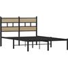 vidaXL Giroletto Senza Materaso in Metallo Rovere Sonoma 120x190 cm, giroletto con testiera, Struttura Letto, Telaio Letto, giroletto con Testata