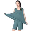 STJDM Camicia da Notte,Pigiama da Donna Set di Grandi Dimensioni in Cotone Elasticizzato Comodo Abito da casa Pigiama Estivo XXXL Verde