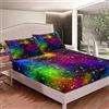 Loussiesd Set di biancheria da letto con lenzuolo con angoli per letto singolo, motivo cielo stellato stile nebulosa, per bambini, ragazzi e ragazze, multicolore