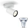 Philips Pongee Lampada faretti da soffitto (Bianco) - Luce bianca calda - Applique da parete/soffitto 1 punto luce - GU10 - Non dimmerabile