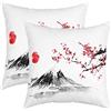 Loussiesd Lot de 2 federe per cuscini in stile giapponese Ukiyoe per la decorazione della casa e del soggiorno, motivo floreale Sakura reversibile, tema retrò tradizionale, rosa, 50,8 x 50,8 cm