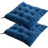 Hiseng Cuscini per Sedia Cucina, 2 Pezzi Coprisedie Cucina in Cotone, Cuscini Sedia Coprisedia Super Morbido Cuscini Coprisedia per Soggiorno, Camera da Letto, Patio e Altro (Blu,40x40x7cm)