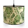 Morbuy Paralume a Tamburo in Bambù con Stampa a Foglia Verde, Paralume Sostituibile per E27 Lampada da Tavolo, Lampada da Terra, Lampadario, Lampada Accessorio, Decorazioni Casa (Monstera)