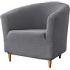Hearda Copripoltrona 1 Posto Chesterfield Elasticizzato Grigio, Antiscivolo Fodera Cocktail Copri Poltrona con Braccioli Jacquard per Bar Club Soggiorno Camera da Letto
