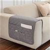 FANSU 2 Pezzi Copribraccioli Fodera per Bracciolo del Divano, Organizer per Divano y Sedia Reclinabile, Fodera per Poltrona con Tasche, Copripoltrona Relax (Grigio)