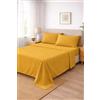 Corredocasa Completo Letto Lenzuola in Cotone, Qualità Made in Italy - PURO COTONE 100% Morbido e Traspirante in ogni Stagione - SET Lenzuolo Sotto con Angoli, Sopra e 1 Federa (Giallo, Una piazza e mezza)