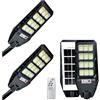 K2 STORE - Lampione Solare 200W Con Palo e Telecomando Faro Faretto Esterno Staffa Luce Bianco Freddo 6500K Con Sensore Di Movimento e Crepuscolare, 144 Led, Giardino Strade Balconi 2 Pezzi