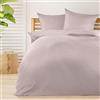 Beautissu Set di 4 Biancheria da letto Seersucker 135x200 cm Meline - Copripiumino con cerniera per l'estate - Federa e copripiumino traspirante e delicato sulla pelle - talpa