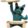 Jannlimt Statua Bulldog Vassoio, Statua Bulldog Ingresso Corridoio Svuotamento Tasca Scultura in Resina Statua Decorativa Bulldog Francese,Green