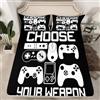 Loussiesd Set di Biancheria da Letto per Bambini e Ragazzi - Tema Videogiochi Con Gamepad e Console - Lenzuolo Con Angoli, Set di Lenzuola - Nero e Bianco, 2 Pezzi