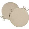 Russo Tessuti Set 6 Cuscini Coprisedia Cucina Sgabelli Rotondi Lacci Double Face Sfoderabili-Beige
