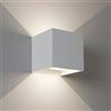 Partenopea® Applique in Gesso Bianco verniciabile Lampada da Parete per muro dal design moderno biemissione Up&down per Lampadine con Attacco G9 arredo casa locali bar ristoranti (Cubo)