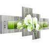 Runa Art Murale Soggiorno Orchidea Fiori Verde Grigio 4 Pezzi - Made in Germany - 204645b