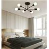 IDOR STORE Lampadario Plafoniera a LED da soffitto con 6 teste di lampade E27 cucina soggiorno camera da letto e cameretta Lampada a sospensione regolabile soffitta Colore Nero (Lampade NON INCLUSE)