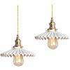 TOKTOP 2 Pack Lampada a sospensione con Paralume in Ceramica Bianca Lampadario Soggiorno Moderno in Ottone E27 Lampada a Sospensione per Cucina Sala da Pranzo