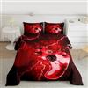 Loussiesd Piumino invernale estivo per ragazzi, per videogiochi, per bambini, per bambini, ragazzi, per la galassia dei giovani, per il gamepad, letto trapuntato, rosso, controller di gioco reversibile con 2 f