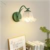 SEMANHUAOZ Applique da parete moderna a forma di fiore | Design floreale nordico verde | Lampada da parete con braccio regolabile | Lampada da parete vintage in stile fattoria | Ideale for camera da letto, soggi