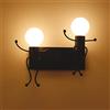 SHENGXUAN Creativo Lampada da parete umanoide?applique da parete E27 Iron interno lampada vintage apliques luce da parete interno moderno per Corridoio,Camera da Letto, Cucina, Bar, Caffè,Ristorante. (Doppio)