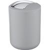 WENKO Portarifiuti con coperchio basculante Brasil S grigio - infrangibile Capacità: 2 l, TPE, 14 x 21 x 14 cm, Grigio