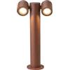 Dopa Lampada da Terra lampione palo paletto Doppio Attacco 2xGU10 Design Moderno con Due Paralumi Orientabili Altezza 44CM Grigio marrone bianco Alluminio IP44 Esterno (Marrone ruggine)