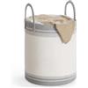 SONGMICS Cesto Portabiancheria, Cesto Biancheria Sporca 60 L, Corda di Cotone, con Coperchio, Maniglie e Coulisse, Vestiti Coperte, Camera da Letto, 41 x 41 x 46 cm, Grigio Tortora RLH060G01