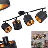 hofstein Plafoniera Alsen, plafoniera in metallo/tessuto in nero/oro, con faretti e bracci della lampada regolabili, spot, 4 x E14, senza lampadina/e