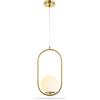 Dopa Lampadario a Sospensione Moderno Oro con Sfera in Vetro E27, Lampada a Sospensione Design Ovale Elegante per Soggiorno Cucina Sala da Pranzo Bar, Cavo Regolabile100cm Ø20cm, Illuminazione Interni
