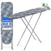 KADAX Asse da Stiro Pieghevole con Regolazione dell'Altezza, Tavola Salvaspazio con Piedini Antiscivolo e Supporto per Ferro (104 x 30 cm, Blu)