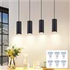 Glitzerlife Lampada a Sospensione Nero - Lampadario a Soffitto 4 Luci Pranzo Sospesa in Metallo Industriale Con 6x 4.8W GU10 per Cucina Sala da Pranzo Bar MAX.25W